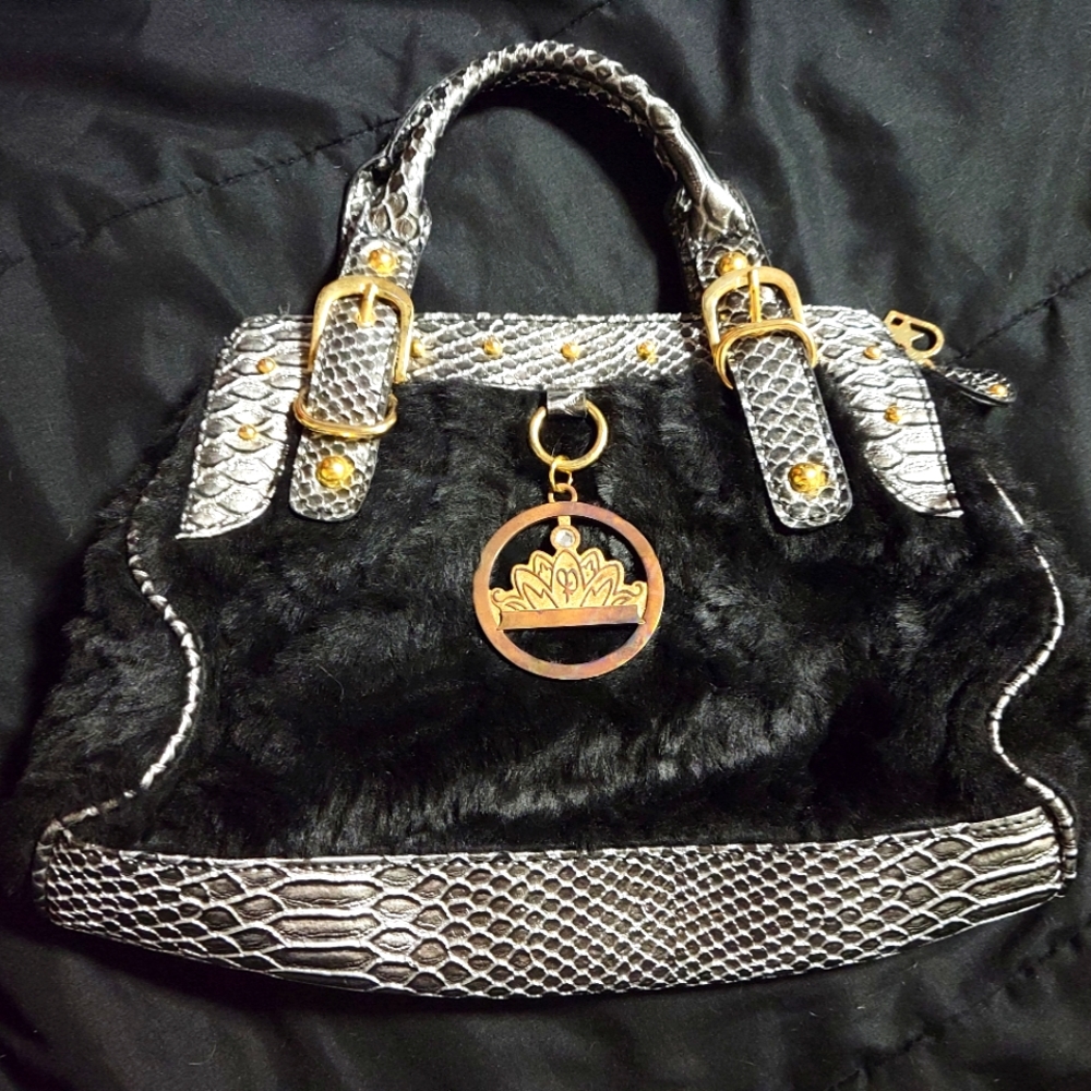 Black Fuzzy Paris Hilton Purse